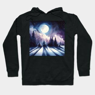 Winter Night and Moon Hoodie